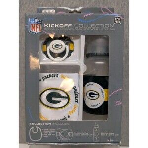 NFL KICKOFF Collection 3 Piece Feeding Set- Bottle-Bib-Pacifier Green Bay Packer